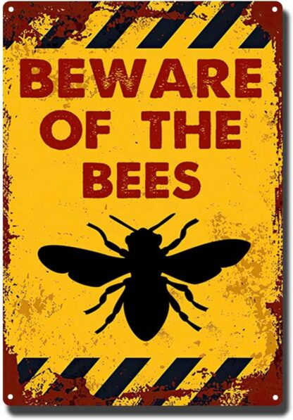 8x12 inch Vintage Beware of The Bees Metel Tin Signs Retro Warning Tin Sign