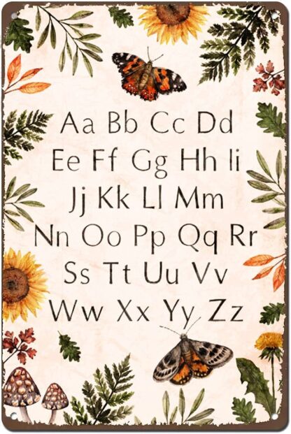 8x12 inch Vintage Alphabet Art,Nature,Educational Poster,Nursery,Kids Rooms