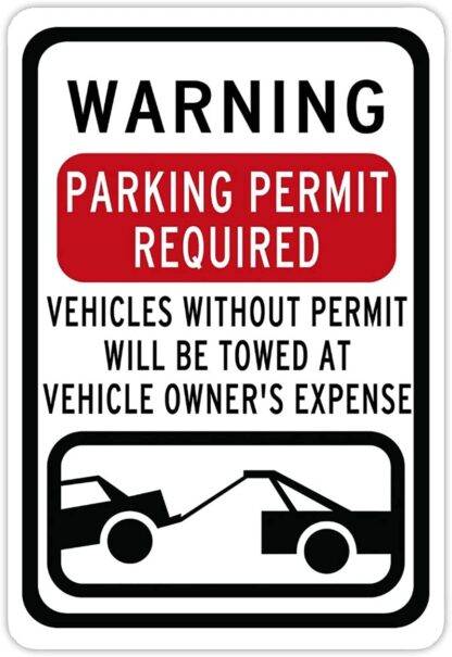 8x12 inch Aluminum Sign Parking Permit Required Violators Towed Signs Tin Metal