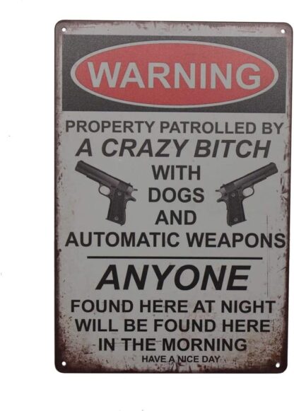 8x12 inch Warning No Trespassing Tin Sign Keep Out Anyone Here Found at Night