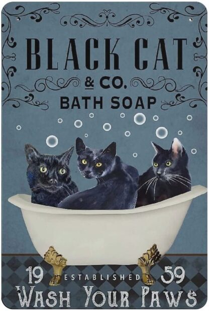 8x12 inch Vintage Metal Sign Bath Soap Wash Your Paws Cat tin Sign