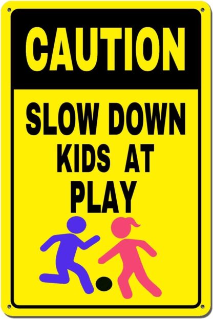 8x12 inch Metal Plate Signage Caution Kids at Play Tin Sign