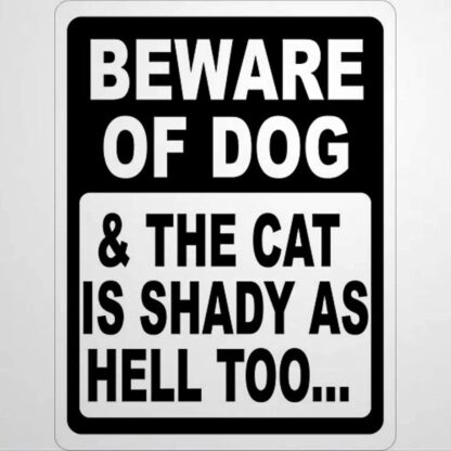 8x12 inch Funny Warnings Metal Tin Sign Vintage Beware of Dog Cat