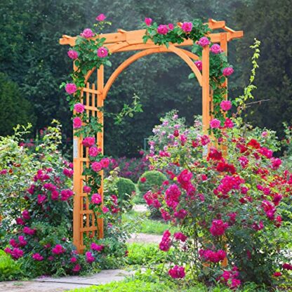 85in Brown Wooden Garden Trellis Garden Arch Arbor - Image 10