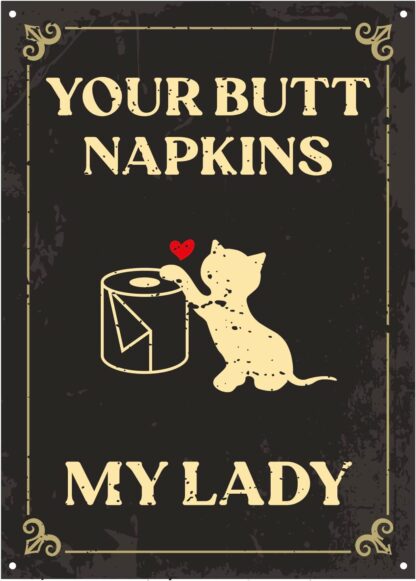 Your Butt Napkins My Lady, 8" x 12" Gothic Cats Bathroom