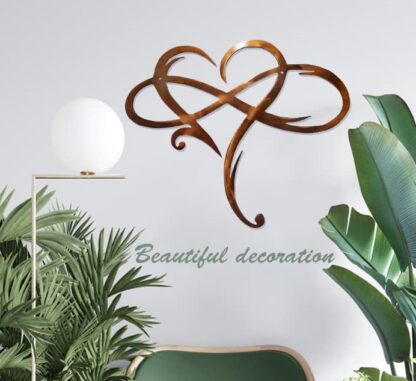 Brown Infinity Heart Metal Wall Decor, Unique Infinity Heart Love Sign