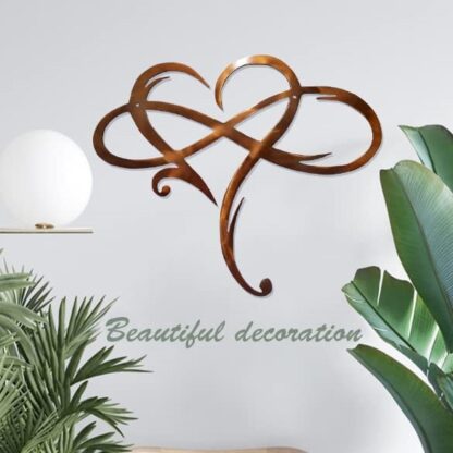 Brown Infinity Heart Metal Wall Decor, Unique Infinity Heart Wall Decor Love Sign