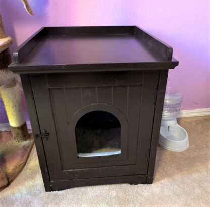 2Pcs Espresso Cat Litter Box Furniture Enclosure, Pet Loo Cabinet Indoor Cat Hidden