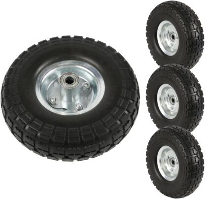 16 Pack 10-in Black Solid Wheelbarrow Tires Sack Truck Cart Wheel 5/8-inch Bearings