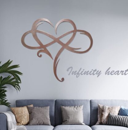 Champagne Infinity Heart Metal Wall Decor, Unique Infinity Heart Love Sign