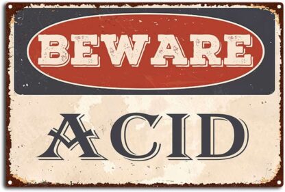 8x12 inch Vintage Beware Acid Metal Tin Sign