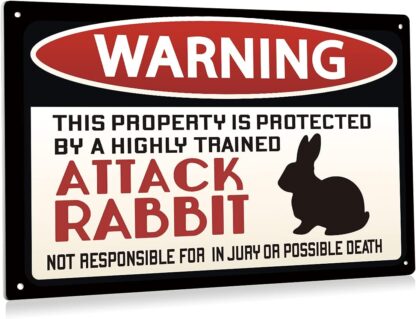 8x12 inch Warning Sign Warning Attack Rabbit Metal Tin Sign