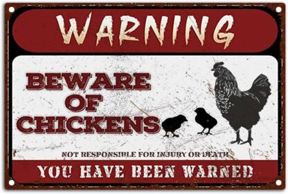 8x12 inch Warning Signs Retro Beware of Chickens Metel Tin Signs