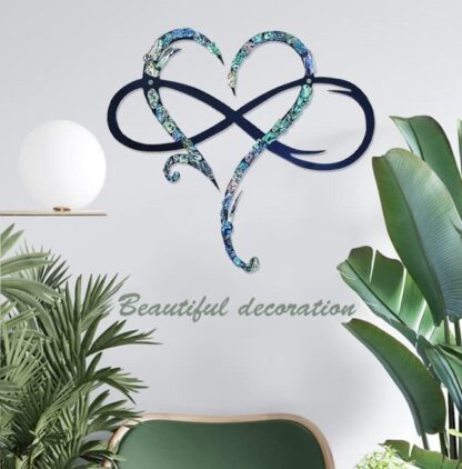 Blue Infinity Heart Metal, Unique Infinity Heart Wall Decor Love Sign