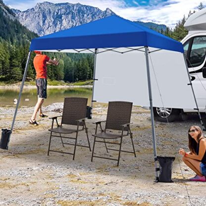 Blue Pop Up Canopy Tent with 1 Sun Shade Wall, Lightweight Instant Tent - Image 4