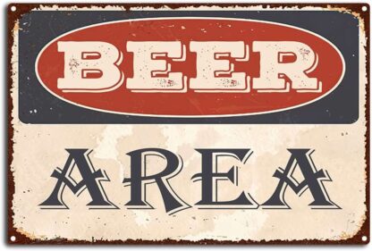 8x12 inch Vintage Beer Area Metal Tin Sign, Funny Retro Safety Warning Tin Signs