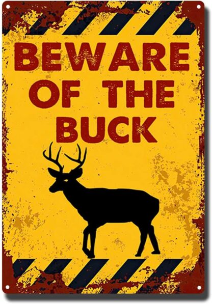 8x12 inch Vintage Beware of The Elk Metel Tin Signs Retro Warning Tin Sign