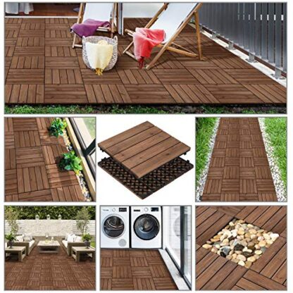 33pcs Brown Interlocking Patio Deck Tiles 12 x 12in Wood Floor Tiles Wooden Flooring - Image 9