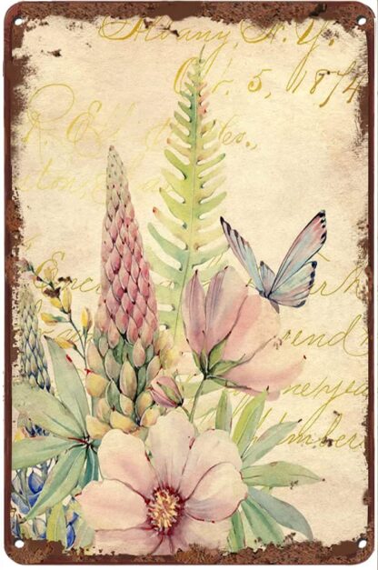 8x12 inch Wildlife Flower & Butterfly Funny Tin Sign