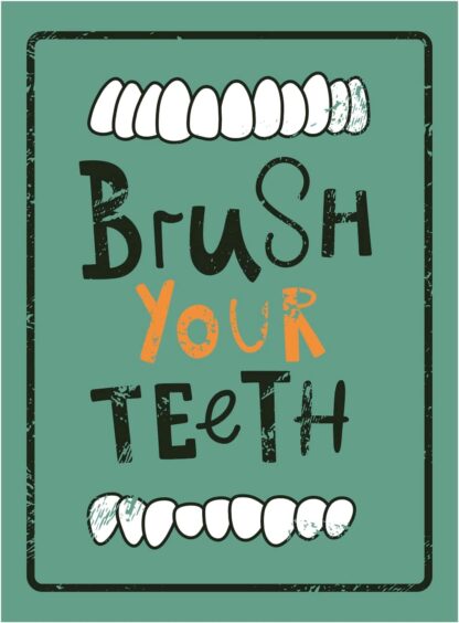 8x12 inch Brush Your Teeth Sign, Metal Hanging Sign