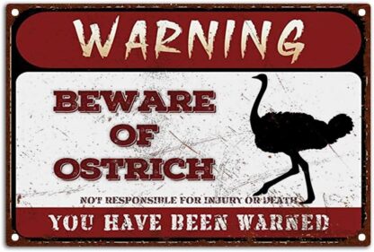 8x12 inch Warning Signs Retro Beware of Ostrich Metel Tin Signs