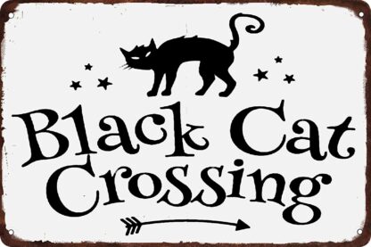 8x12 inch Black Cat Crossing Halloween Metal Tin Sign