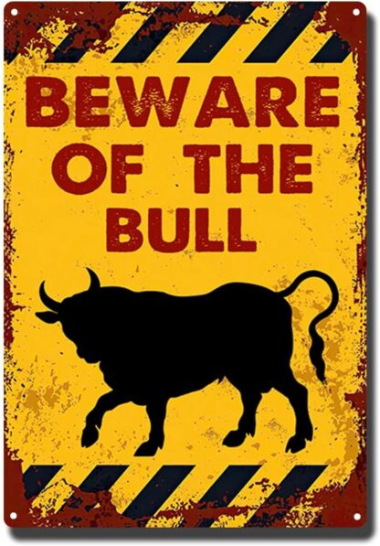 8x12 inch Vintage Beware of The Bull Metel Tin Signs Retro Warning Tin Sign