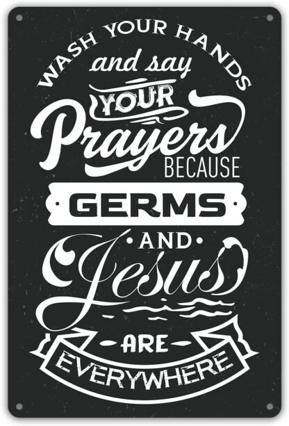 8x12 inch Funny Bathroom Sign Wash Your Hands and Say Your Prayers  Tin Sign