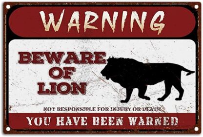 8x12 inch Warning Signs Retro Beware of Lion Metel Tin Signs