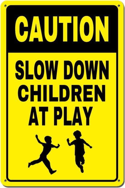 8x12 inch Metal Plate Signage Caution Children at Play Tin Sign