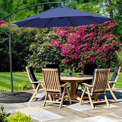 9FT Blue Patio Offset Umbrella - Cantilever Hanging Outdoor Umbrellas - Image 4