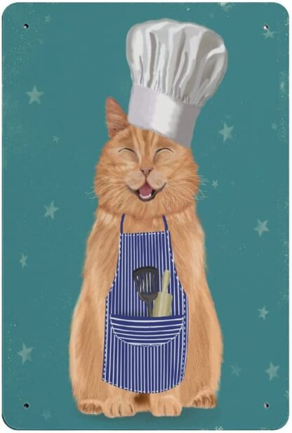 8x12 inch Cat Art Print, Ginger Cat tin Sign, Funny Cat Print, Kitchen Wall Art