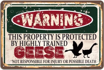 8x12 inch Geese Metal Sign, Warning This Property Protected