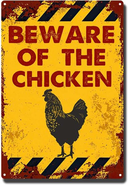 8x12 inch Vintage Beware of The Chickens Metel Tin Signs Retro Warning Tin Sign