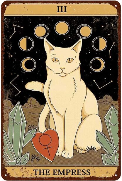 8x12 inch Cat Vintage Tin Signs - Tarot Card The Empress iii Metel Signs