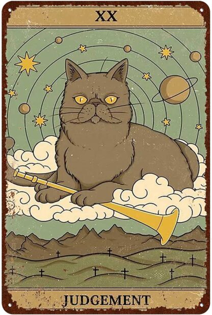 8x12 inch Cat Vintage Tin Signs - Tarot Card Judgement xx Metel Signs