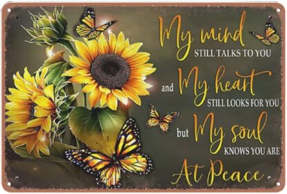 8x12 inch Vintage Metal Sign Sunflower Butterfly My Mind Still Talks to You