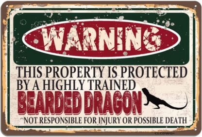 8x12 inch Bearded Dragon Metal Sign, Warning This Property Protected