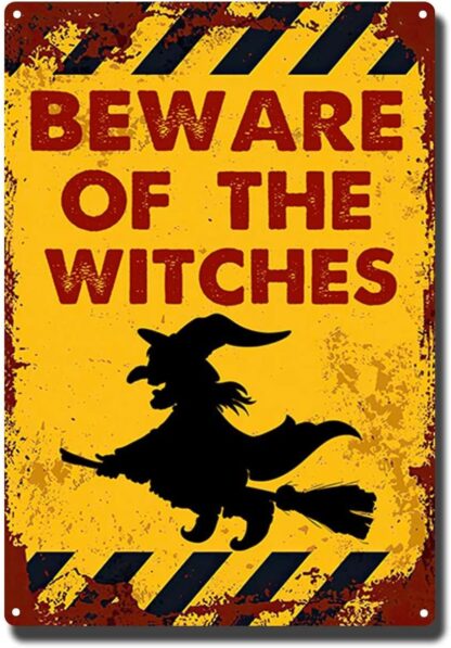 8x12 inch Vintage Beware of The Witches Metel Tin Signs Retro Warning Tin Sign