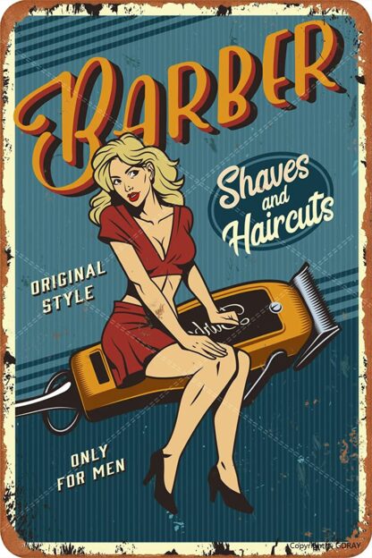 8x12 inch Barber Decor Tin Sign Shaves And Hair Cuts Wall Metal Poster