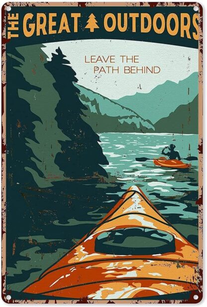 8x12 inch Metal Plate Signage Camping Metal Sign Kayak On Lake Or River Tin Sign