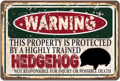 8x12 inch Hedgehog Metal Sign, Funny Wall Sign