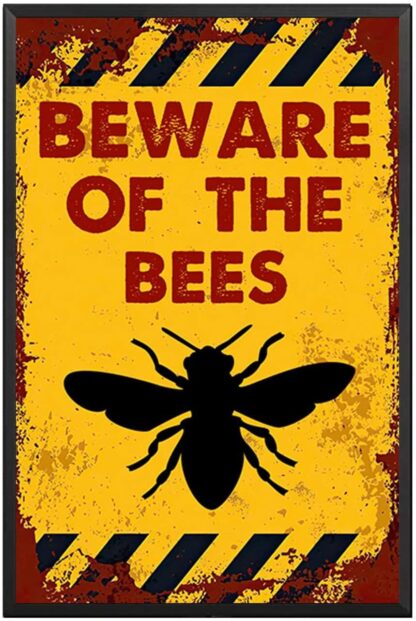 8x12 inch Vintage Beware of The Bees Metel Tin Signs Retro Warning Tin Sign