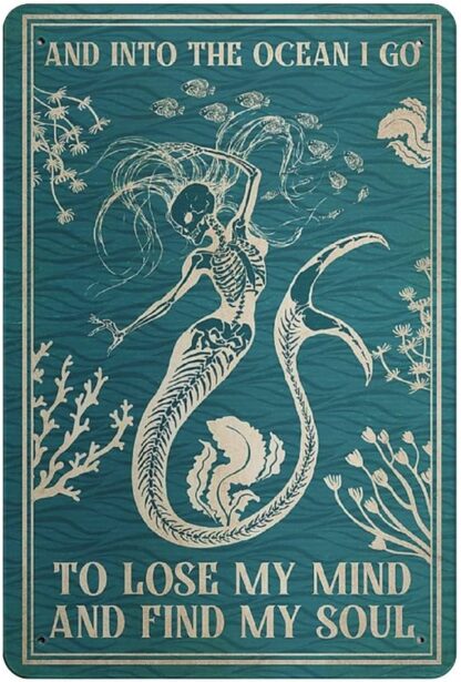 8x12 inch Vintage Metal Sign Mermaid Love Mermaid tin Sign Love Ocean