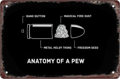 8x12 inch tin sign Anatomy of A Pew Pewer Ammo Gun Amendment Meme