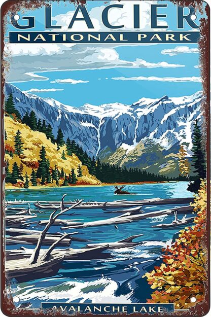 8x12 inch Funny tin Sign Glacier National Park, Montana Retro Kitchen Dining Room