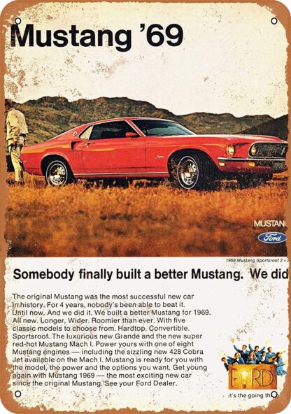 8x12 inch Nice Tin Sign Metal Sign 1969 Ford Mustang Canada Vintage Look