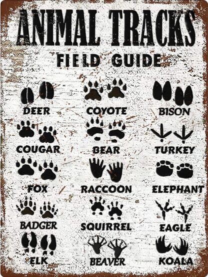 8x12 inch Woodland Nursery Decor Animal Tracks Tin Sign