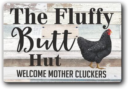 8x12 inch For Fluffy Butt Hut Welcome Mother Cluckers Tin Sign