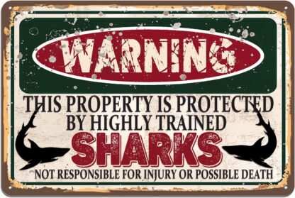 8x12 inch Sharks Metal Sign, Funny Wall Sign